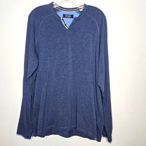 Trevor Furbay x Bespoke Long Sleeve Top 2 tone Blue 2 button crewneck Mens Large